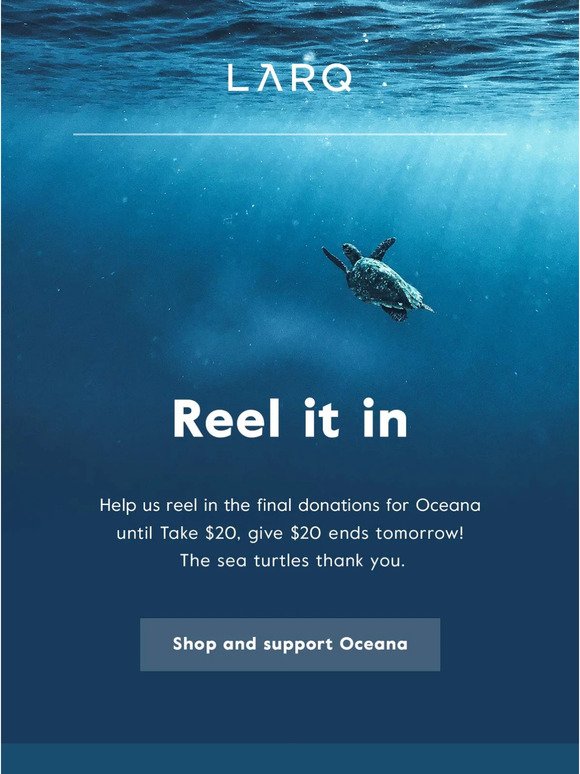 Ends tomorrow! Take $20, Give $20 to Oceana  🌊