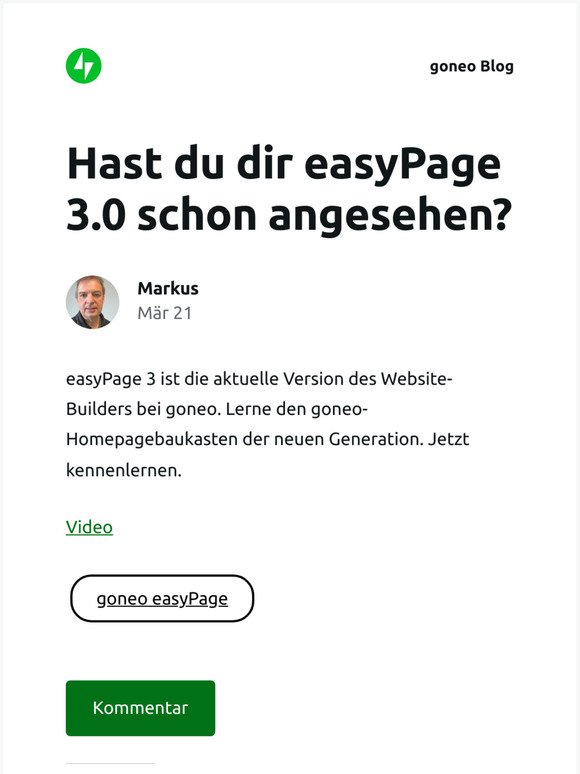 [Neuer Eintrag] Hast du dir easyPage 3.0 schon angesehen?