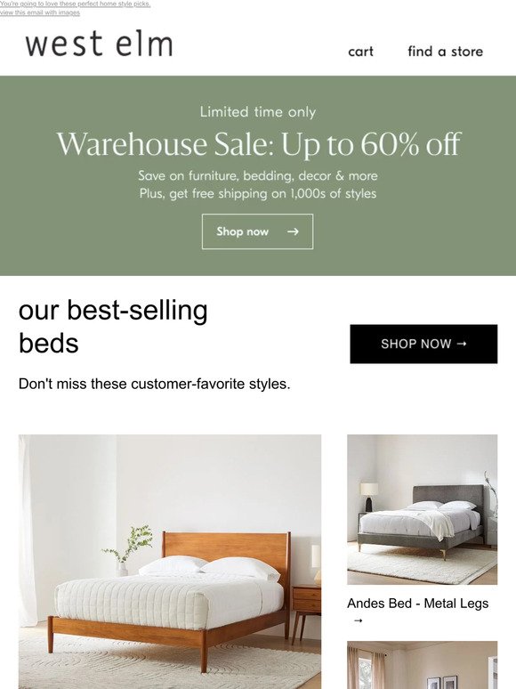 Check out our best-selling beds *Plus, up to 60% off our Warehouse Sale!