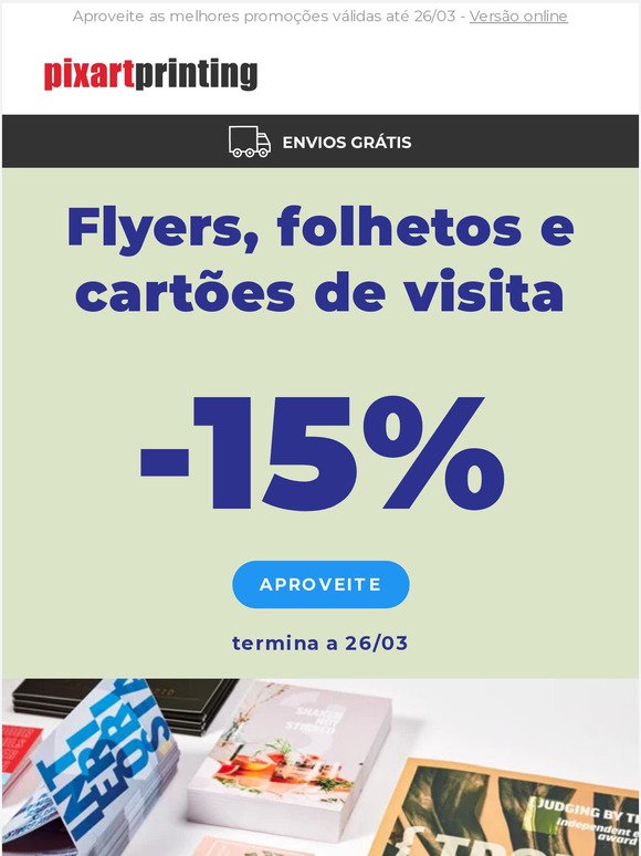 Flyers, folhetos e cartões de visita com -15%: grandes produtos a preços pequenos!