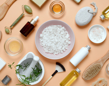 spa ingredients laid out on a table 