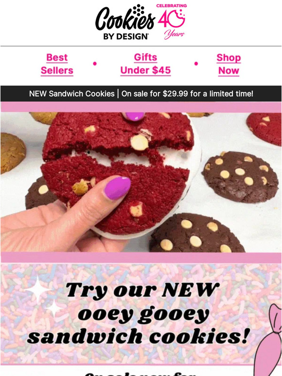 Cookies by Design NEW Ooey Gooey Sandwich Cookies...only 29.99! Milled