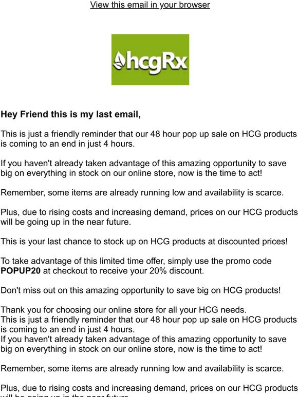 Last, Last, Last Chance to Save Big on HCG Products - Sale Ends in 4 Hours!