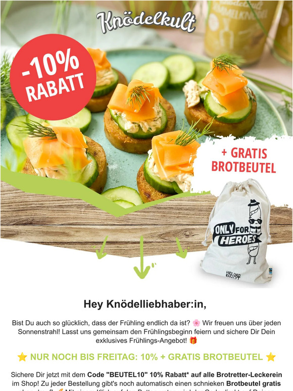 Schnapp Dir 10% Rabatt & einen GRATIS Brotbeutel 🍞 Nur für kurze Zeit!