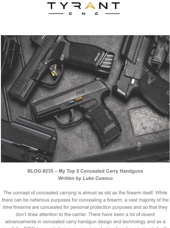 tyrantcnc My Top 5 Concealed Carry Handguns Milled