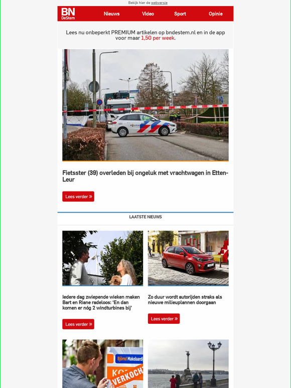 Fietsster (39) overleden bij ongeluk met vrachtwagen in Etten-Leur
