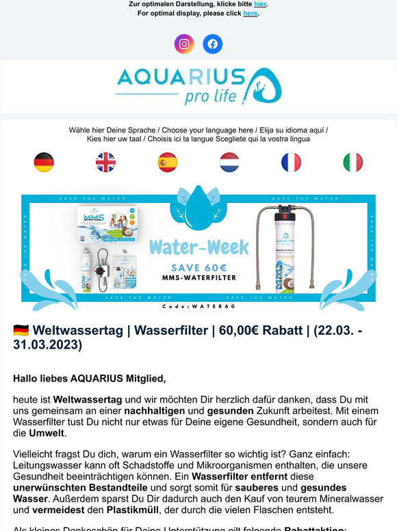 💙 💧Sichere dir jetzt deinen Wasserfilter mit Aktionsrabatt! | Waterfilter-Sale