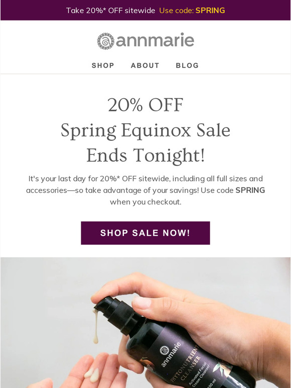 Final day for 20% OFF sitewide