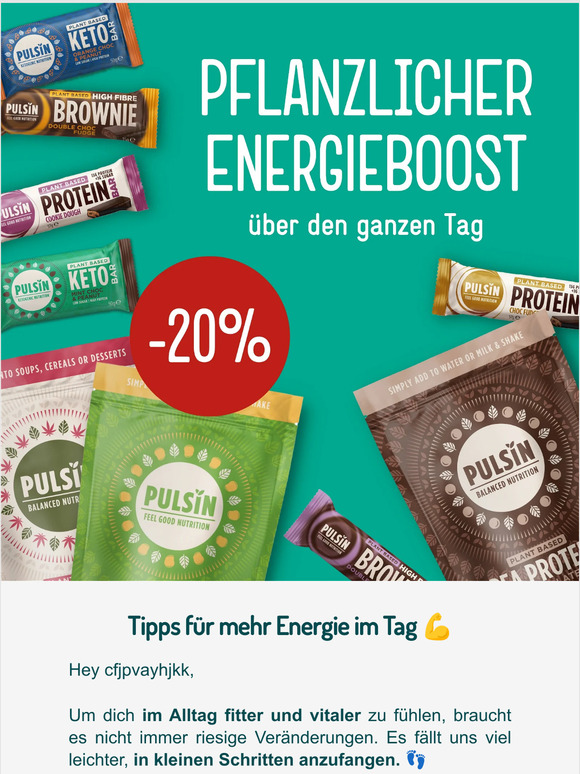 Jetzt 20% auf Pulsin Feel Good Produkte 😍