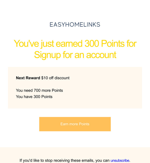 You've just earned 300 Points for Signup for an account