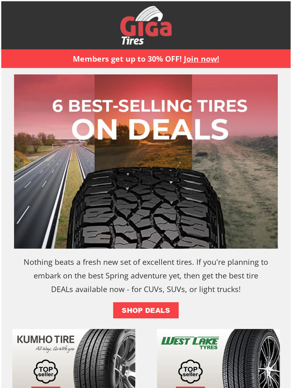 Giga Tires 6 BestSelling Tires on DEALs Milled