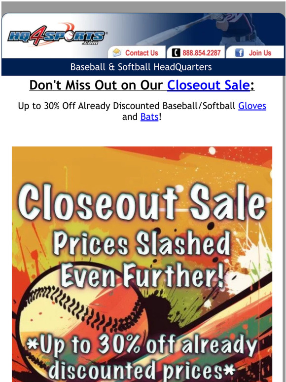 Score Big with Our Closeout Sale on Baseball/Softball Gloves and Bats!