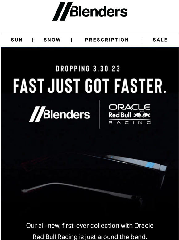 Blenders Eyewear The NEW ‘Oracle Red Bull Racing Collection.’ Early
