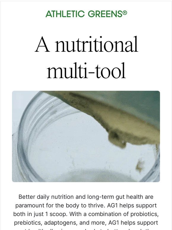 Nutrient density + gut health = AG1