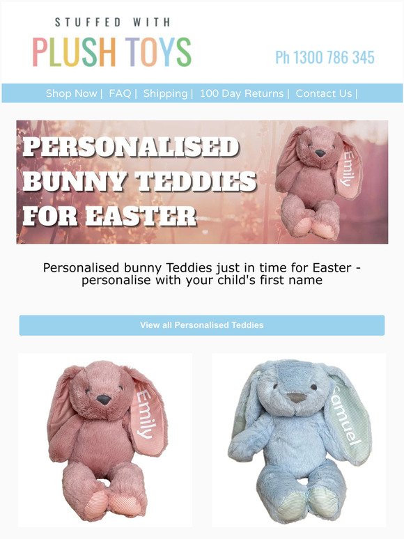 Personalised Bunny Teddies