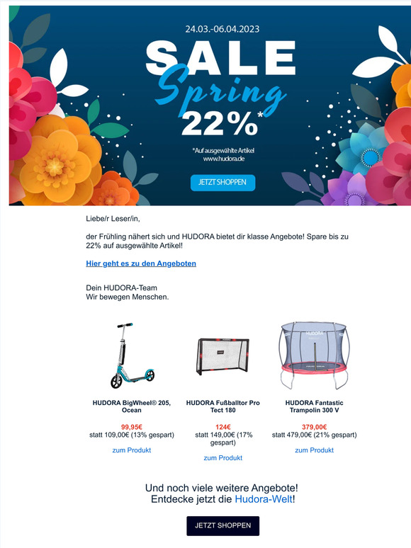 🌸📢 HUDORA SPRING SALE! Bis zu 22% Rabatt! 🌸📢