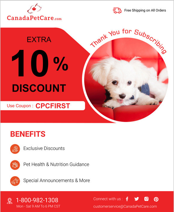 Thank you for subscribing with CanadaPetCare.com