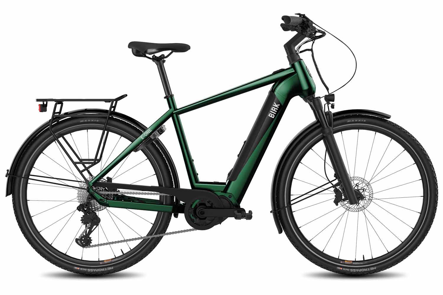 Birk E-ONE , Dark Onyx/Green Gloss, Elsykkel