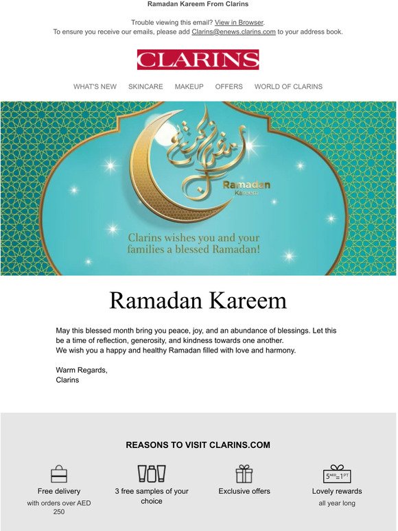 Clarins Wishes You Ramadan Kareem