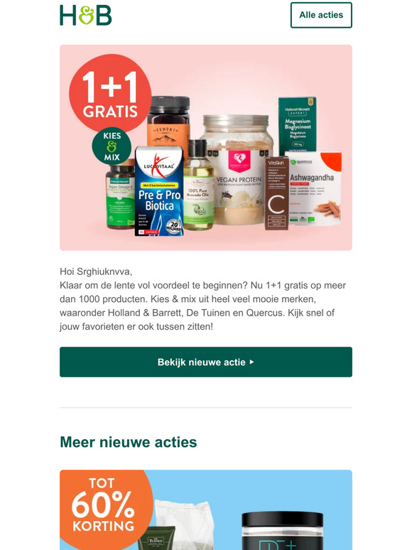 Nieuwe actie: 1+1 gratis