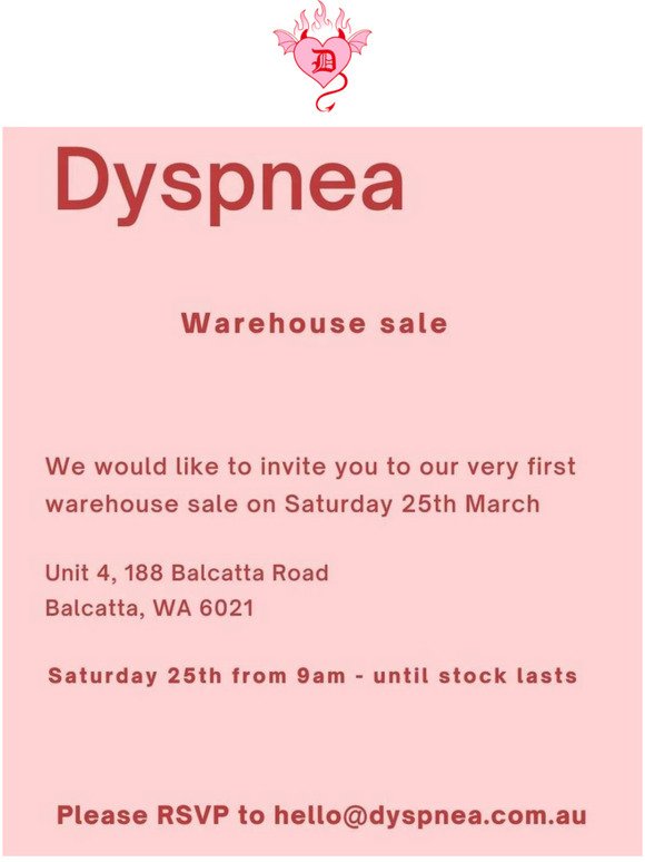 Don't Miss Our Warehouse Sale!