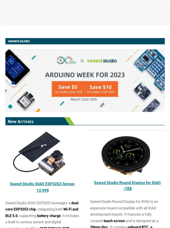📷Pocked-sized XIAO ESP32S3 Sense with OV2640 camera🎊Pre-order your  Jetson Orin™ Nano Developer Kit✨Welcome to Arduino Week 2023!