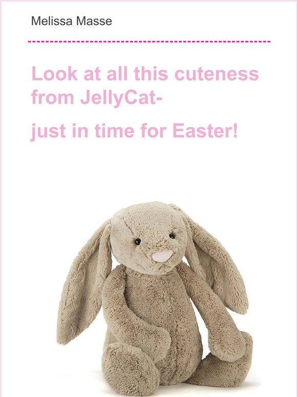 JellyCat has us ready for Easter brunch! Bunnies, patisseries, and eggs!