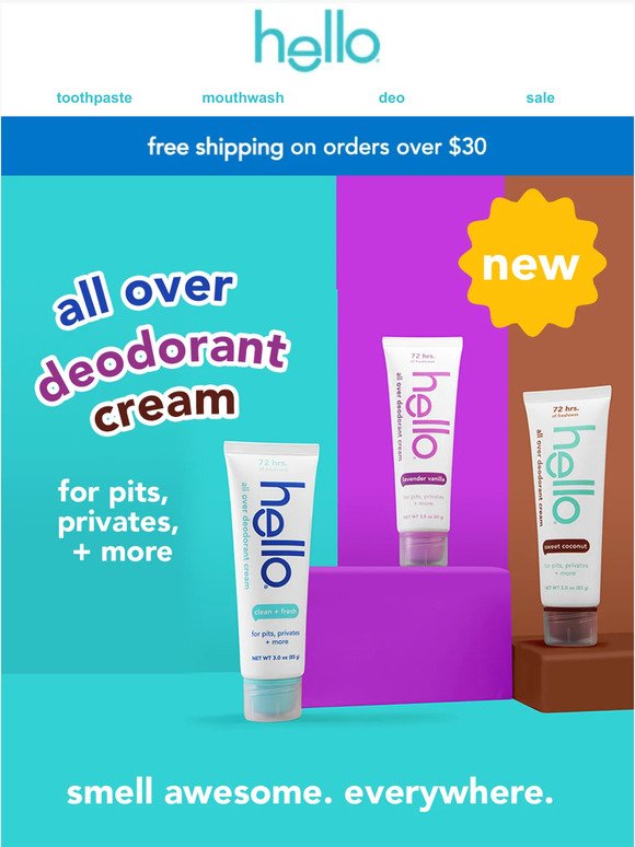 new: all-over deodorant cream from hello 😍