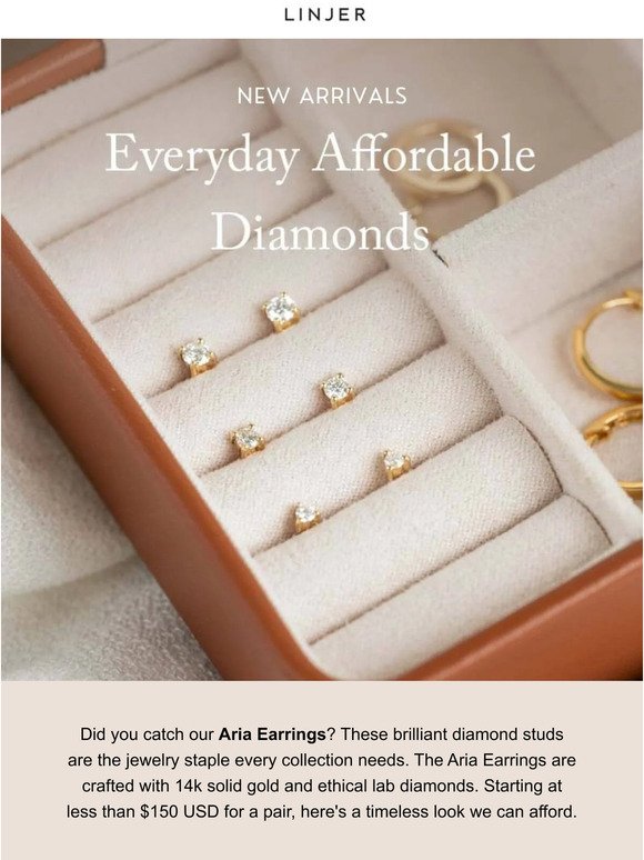 Linjer Aria 14K Yellow Gold Diamond Stud Earrings
