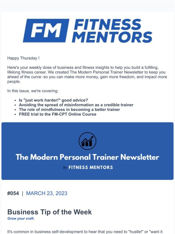 The Modern Personal Trainer Newsletter: Issue #054