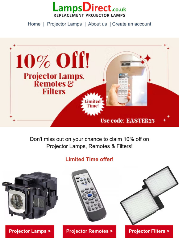 10% Off Projector Lamps, Filters & Remotes!