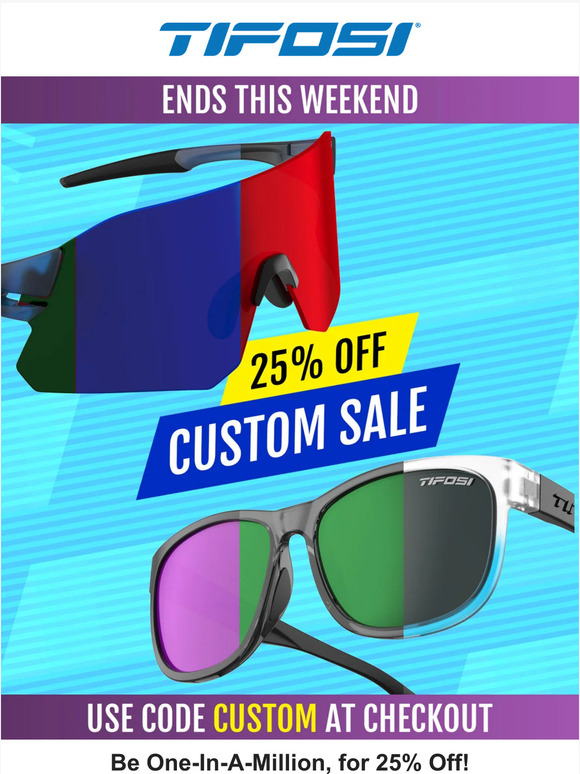 Take 25% off Custom Sunglasses with the code CUSTOM