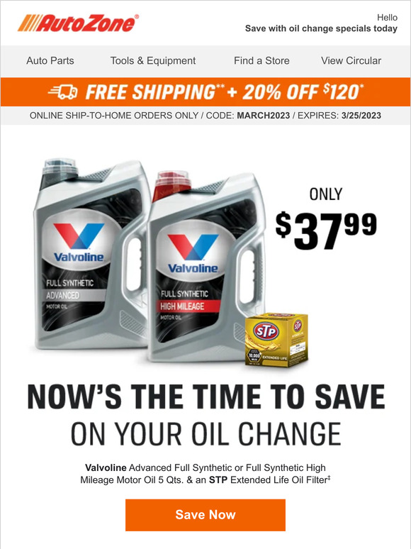 AutoZone New oil change specials are here Milled