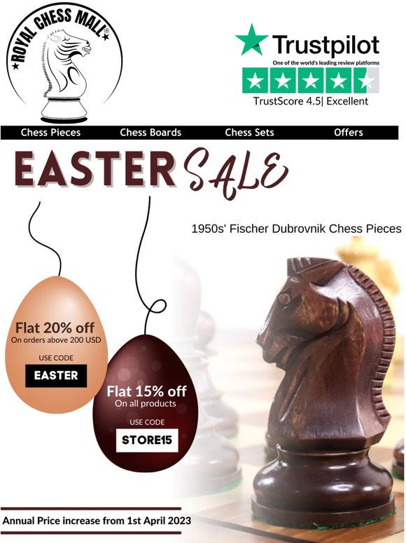 Early Access To Our Easter Sale🥚 | Royal Chess Mall® | Use Code: EASTER