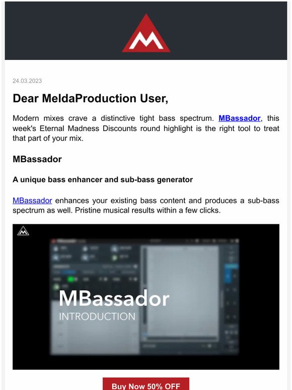All your subbass needs in one plugin: MBassador (50% off - and three more discounted plugins)