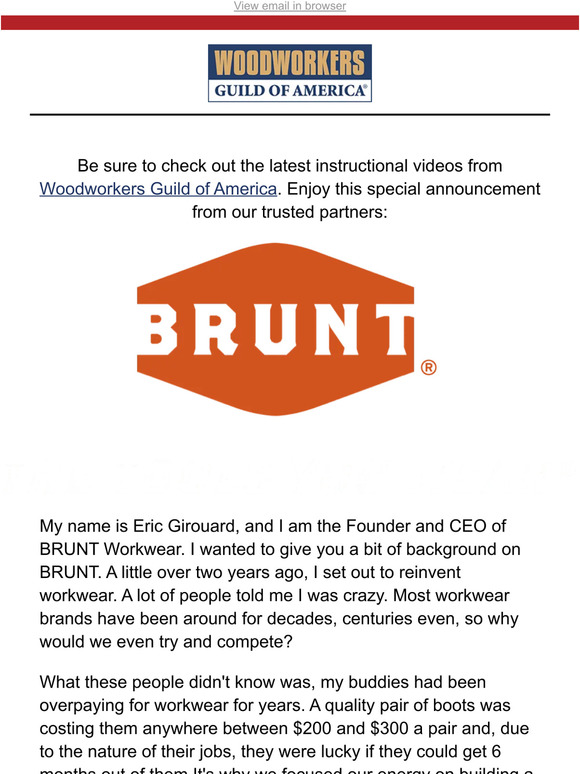 Woodworkers Guild of America The Story Behind BRUNT Workwear Milled