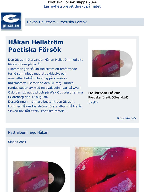 Nytt album från Håkan Hellström | Ny singel från Gyllene Tider