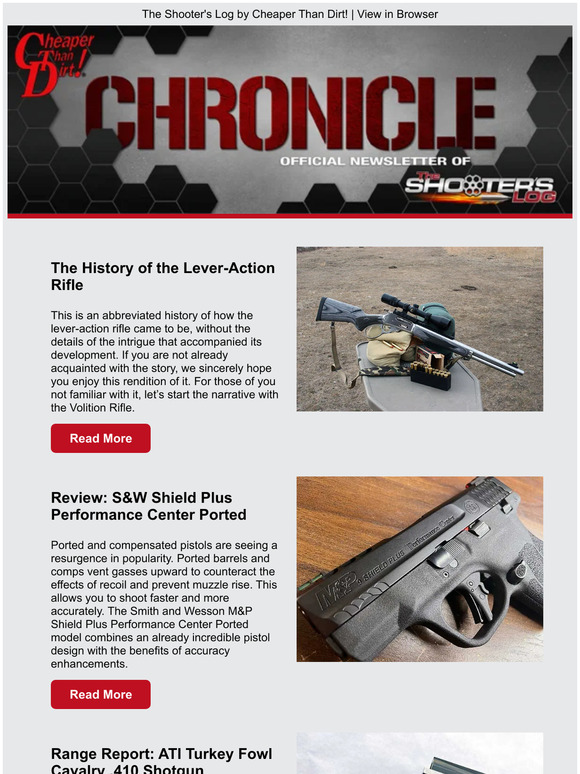 Cheaper Than Dirt LeverAction History, S&W Shield Plus Ported Review, Best .357 Mag Loads and