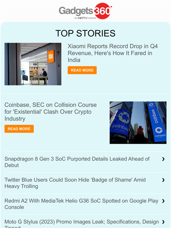 Gadgets 360 Newsletter: Snapdragon 8 Gen 3 SoC Purported  Details Leaked Ahead of Debut & more