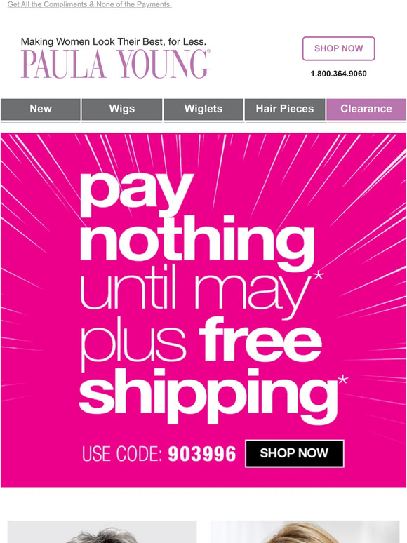 Paula Young Hair NOW, Pay LATER + FREE Shipping! Milled