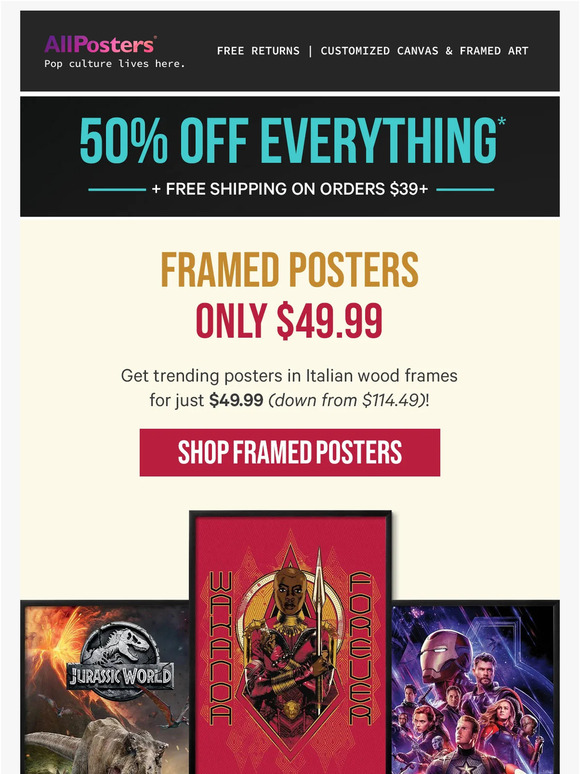 All Posters Get framed posters for only 49.99! Milled