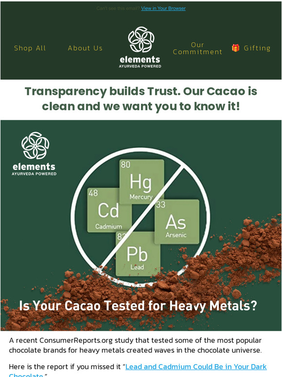 Elements Truffles 🍫 Is your Cacao Tested for Heavy Metals? Oh yes