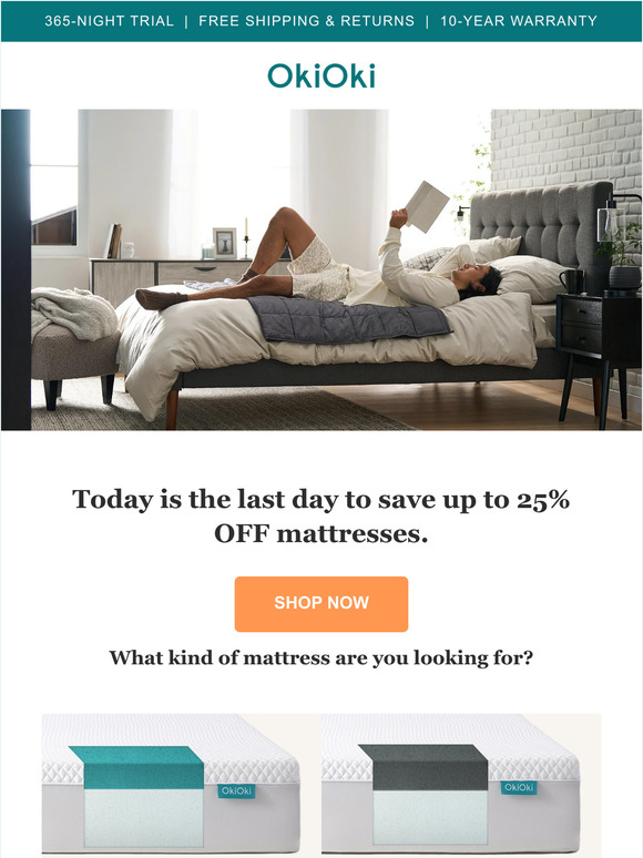 UP TO 25% OFF Mattresses