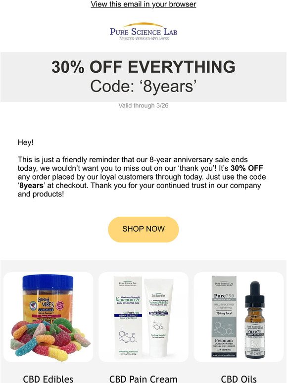 Don't Forget Your CBD - 30% OFF ENDS TODAY!