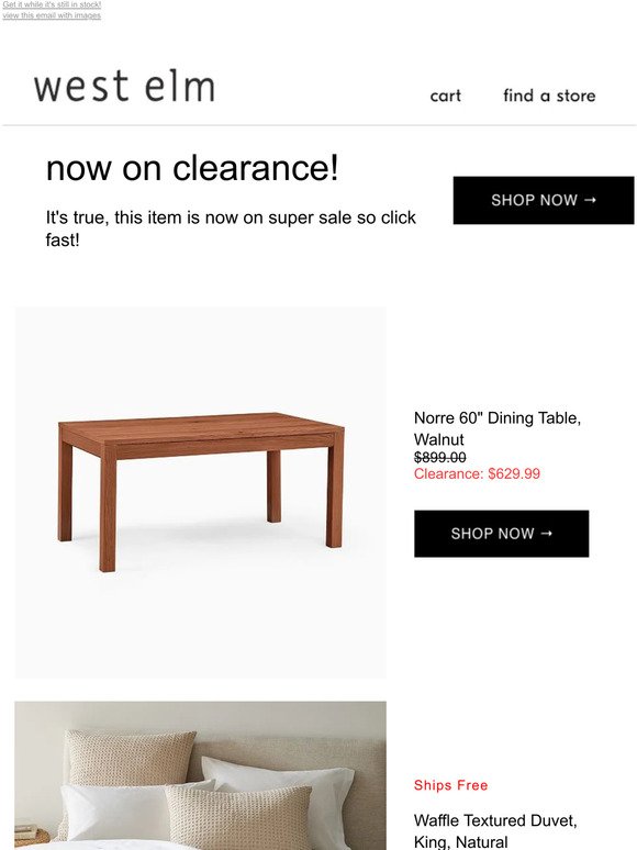 OFFICIALLY ON CLEARANCE! Our Norre Dining Table (60", 74") won't be here for long