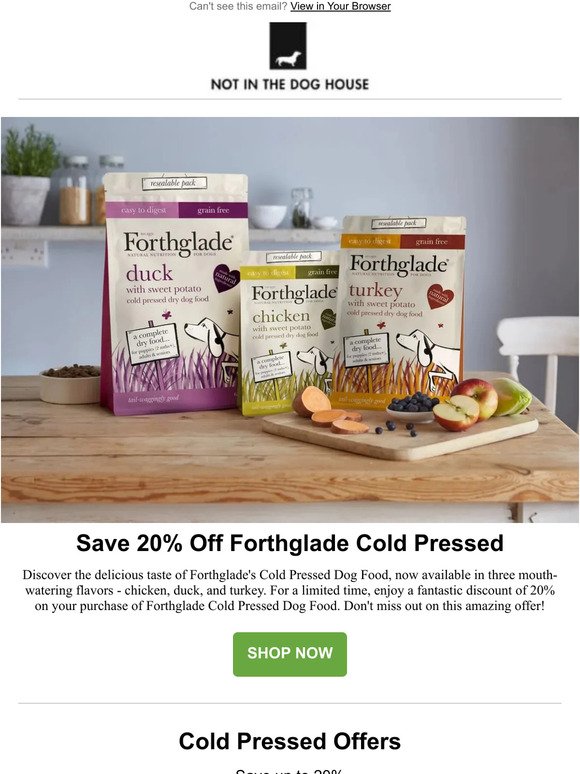 Get 20% off on Forthglade Cold Pressed Dog Food - Limited Time Offer!
