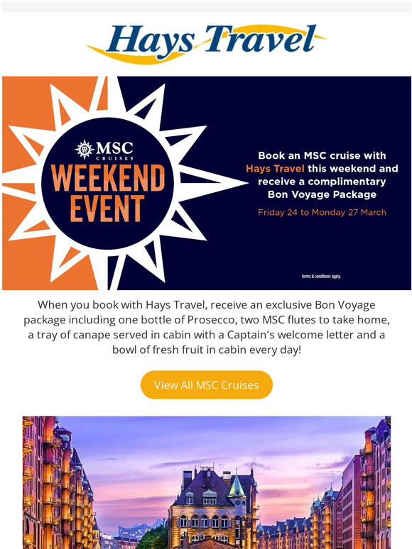 Hays Travel Five unmissable cruises from MSC inside Milled
