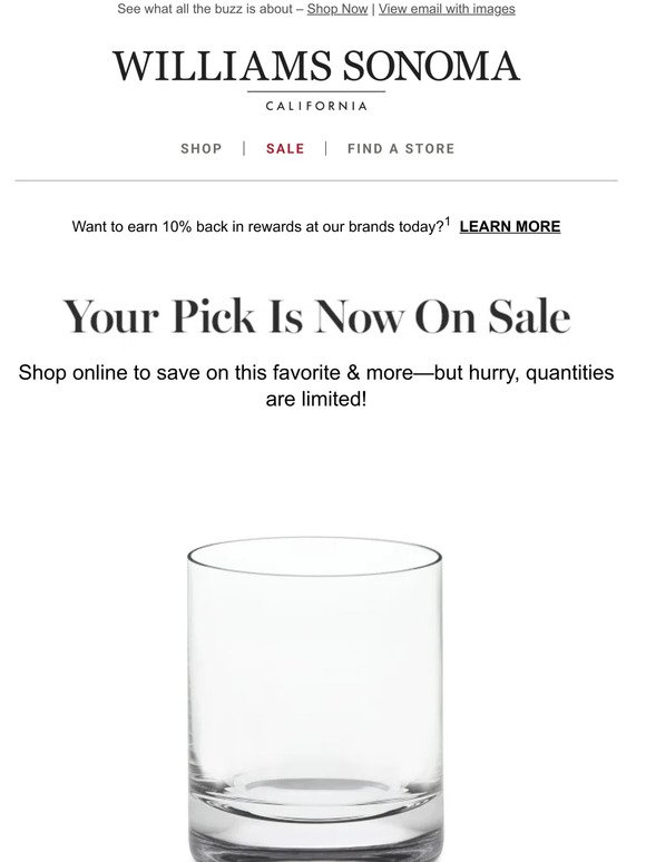 Good news! Williams Sonoma Classic Double Old-Fashioned Glasses is now on sale for a limited time!