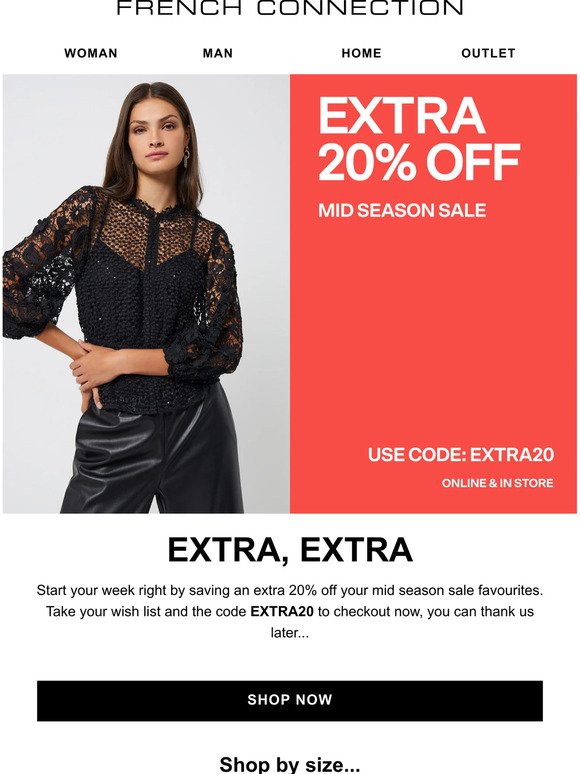 It's here! Extra 20% off mid season sale