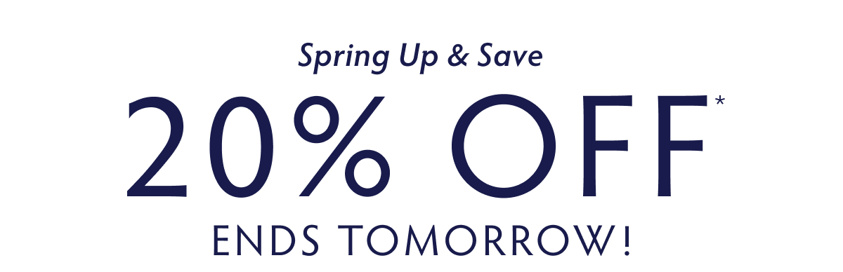 only 48 hours left to get 20% off. Don't wait—it's your last chance for 20% off all orders $75+